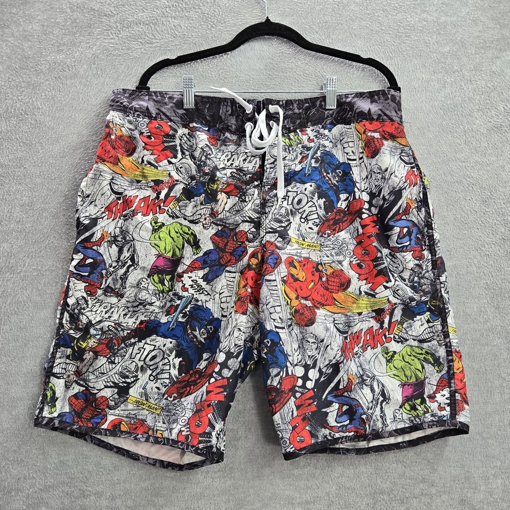 Marvel Men Swimwear XL Multicolor Swim‎ Trunks Graphic Print Heroes